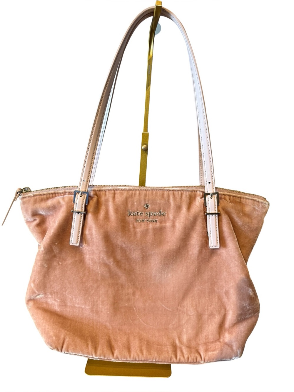 Kate Spade Blush Pink Crushed Velvet Shoulder Tote Bag